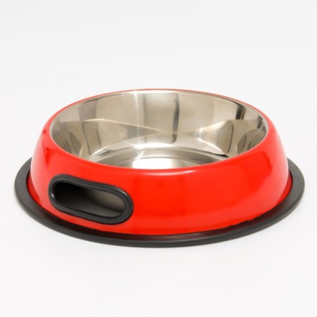 A bowl with a non -slip base is a rounded color with a pen, 710 ml, red