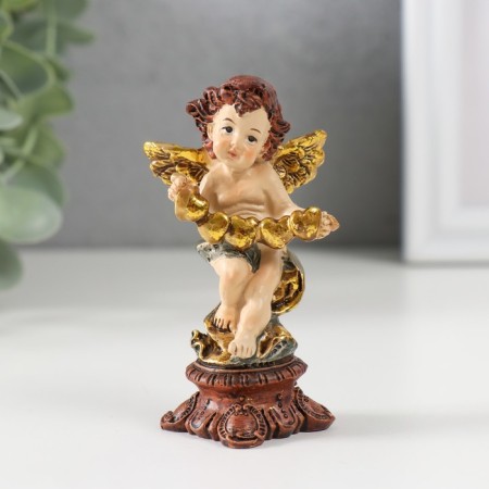 Polystone souvenir "Angel on a column with hearts/flowers" mix 8.5x4x3.3 cm-1