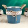 Kashpo "Vederko Lindberg" blue with handles, 13x13x12cm