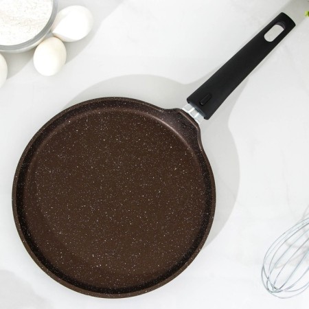 Pancake pan, d = 24 cm, plastic handle, anti -stick coating, color coffee marble-1