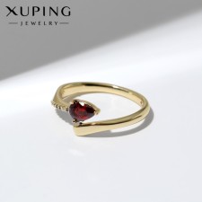 Кольцо XUPING капля, цвет красно-белый в золоте, размер 17