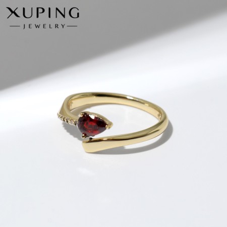Ring Xuping drop, red-white color in gold, size 17