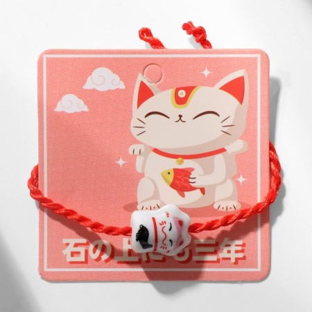 Bracelet "Cat" NECO, white-red color, cat mix-2