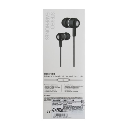 Headphones CB-52, wired, vacuum, microphone, 1 m, jack 3.5 mm, black-3