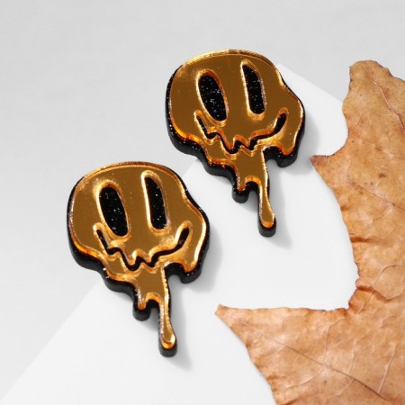 Acryl Earrings "Smiley" Dreaming, Yellow color in ferrous metal-1