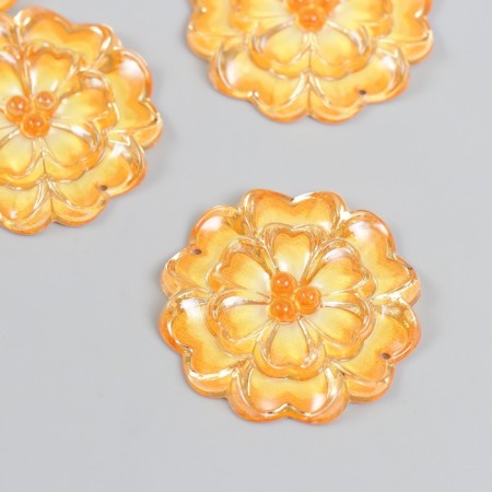 Decor for creativity plastic "Lace Flower" Orange 3.2x3.3 cm