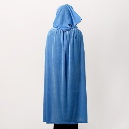 Carnival cloak adult, plush, blue color, length 120 cm-1