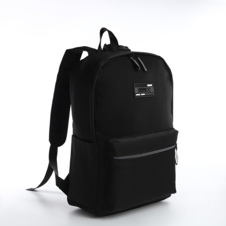 Youth backpack from textiles with a zipper, waterproof, 4 pockets, black/gray color-2