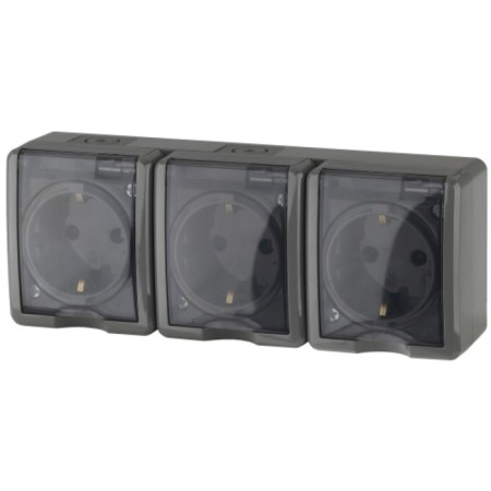 Roset 3x2p+E IP54, 16A-250V, OU, Era Expert, Gray