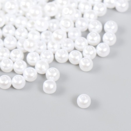 Set of beads "needlework" plastic, diameter 6 mm, 25 g, snow-white