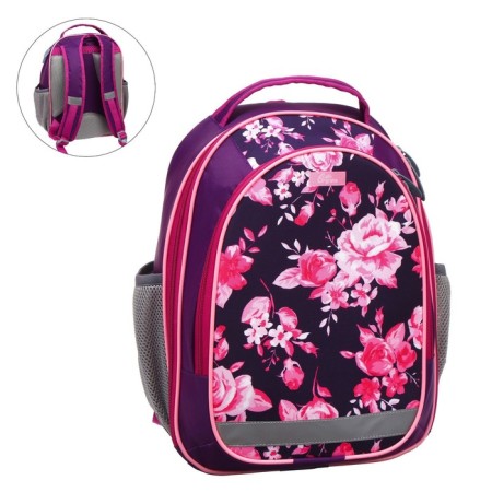 School backpack, 37 x 27 x 16 cm, ergonomic back, calligrata b "Flowers", lilac-6