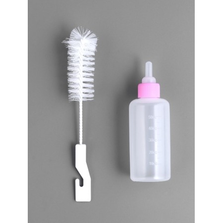A set for feeding puppies and kittens (a bottle of 60 ml, nipple and ruff), pink-1