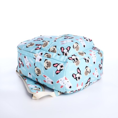 School backpack from textiles on a zipper, 3 pockets, pencil case, blue color-6