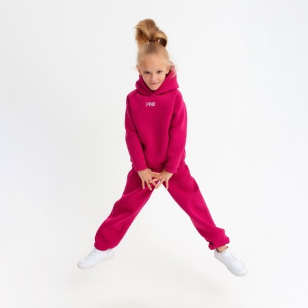 Kids (hoodies, trousers) minku: Basic Line Kids, Oversize, Fuchsia color, height 164-6