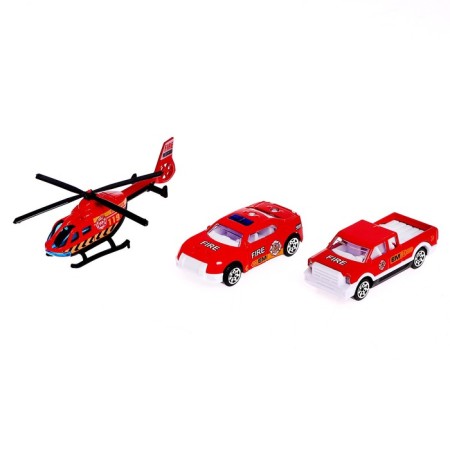 Parking "Fire Station", light, sound, elevator, with metal machines and helicopter-17