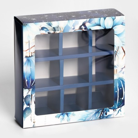 New Year. Box for 9 sweets "World is full of miracles", 13.8 x 13.8 x 3.8, confectionery packaging-1