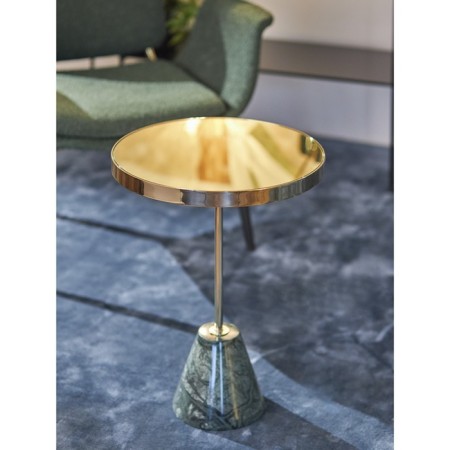 Coffee table Kaya, 408 × 408 × 530 mm, golden / green color-1