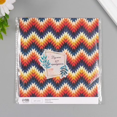 Scrapbooking paper bilateral "Illusion" density 180 grams set 10 pcs 15.5x17 cm-5