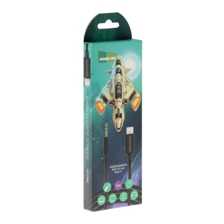 Cable More Choice UK24A, Jack 3.5 mm - Type -C, 1 m, nylon, black-3