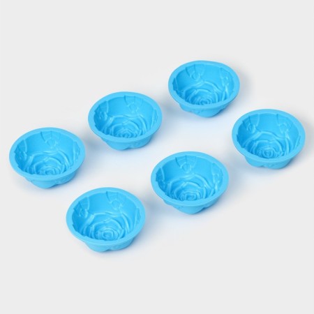 A set of baking forms “Rose”, silicone, 8 × 3.5 cm, 6 pcs, color mix-4