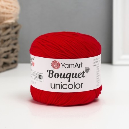 Yarn "Bouquet Unicolor" 100% cotton 200m/100g (3217 red)