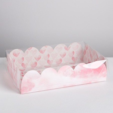 Cookie box, confectionery packaging with PVC lid, "for loved ones", 20 x 30 x 8 cm-1