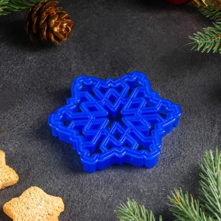 Books Form "Snowflake", cutting, stamp, 9 × 9 cm, blue color-2