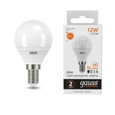 LED LED ELEMENTARY 12W ball 3000K TEP. Bel. E14 880LM GAUSS 53112