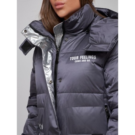 Coat insulated winter female, size 44, dark purple color-13