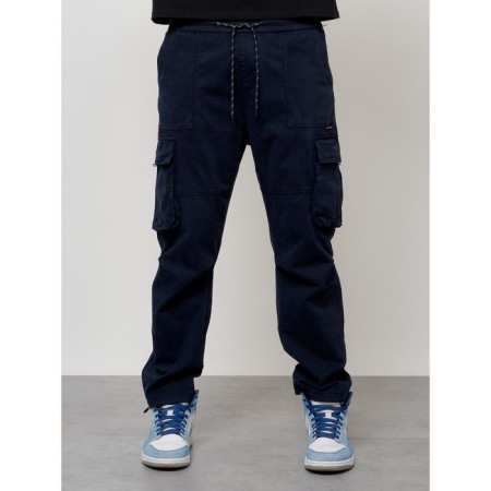Cargo jeans men, size 48, dark blue color-4