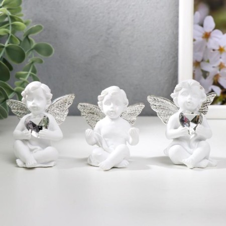 Polystone souvenir "Snowthrough angel with crystal heart" mix 5.5x4.7x3.5 cm