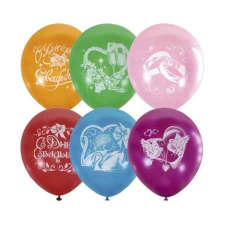Latex ball 12 “Wedding theme”, pastel, 2-sided, set of 50 pcs.
