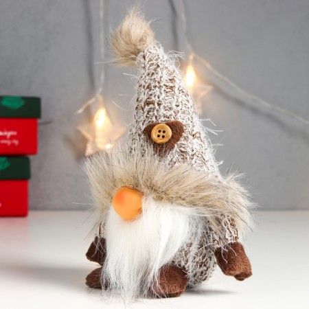 Interior doll "Santa Claus in a knitted cap with fur" 16x9x7 cm-2