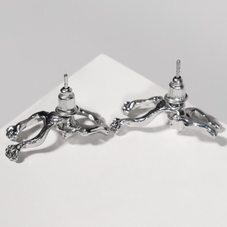 Earrings Metal "Frog", color silver-2