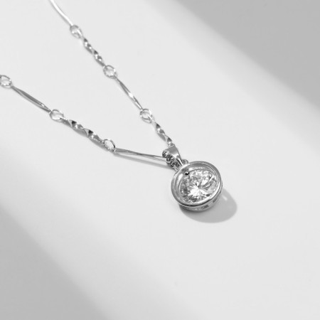 Pendant "Melody", white color in silver, 45 cm
