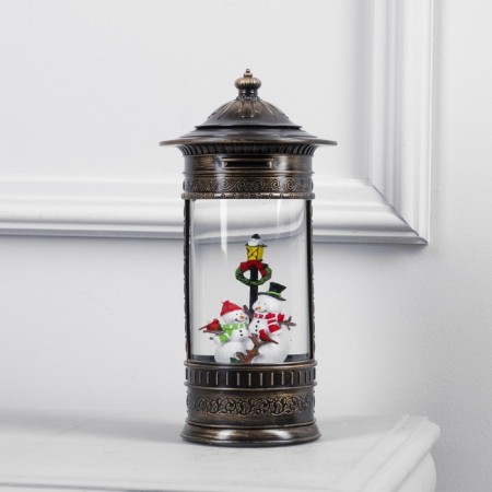 LED figure "Lantern with snowmen" 14 × 27 × 14 cm, plastic, AAX3 batteries (not in the kit), USB, glow warm white-1