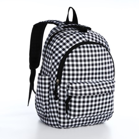 Set a youth backpack from textiles, a shoper bag, white/black color-1