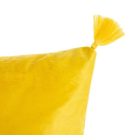 Decorative pillowcase with brushes Ethel color yellow, 45x45 cm, polyester, velor-1