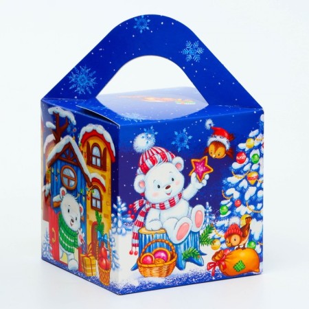 New Year. Gift box New Year's cube of a large "Vyseroy" 12 x 12 x 12 cm.-2