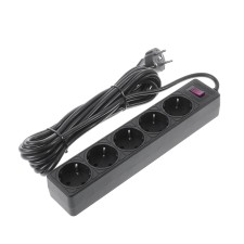 Smartbuy One network filter, 5 outlets, 5 m, 10 a, 2200 watts, with salary, black