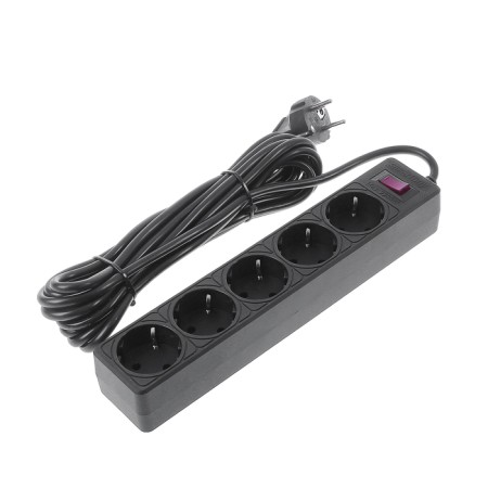 Smartbuy One network filter, 5 outlets, 5 m, 10 a, 2200 watts, with salary, black
