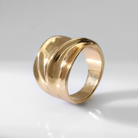 Ring Metal "Trend" movement, wave, color gold, size 17-2