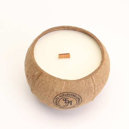 Candle in the coconut aromatic, sandalwood, soy wax, 8x10 cm, in the box-4