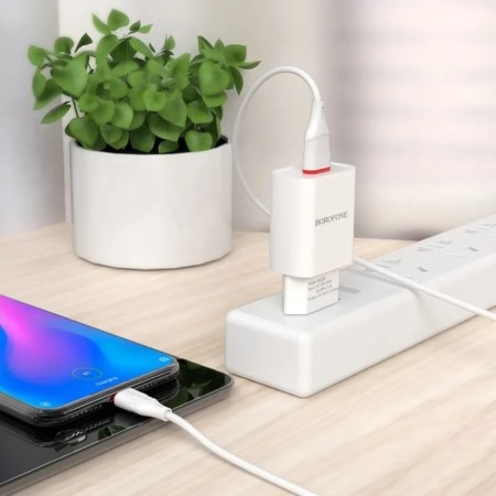 Network charger Borofone BA20A, 1 USB, 2.1 a, white-4