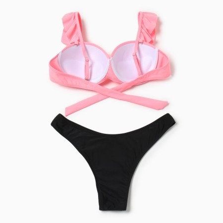Swimsuit female separate minku color pink-black, size 48-9
