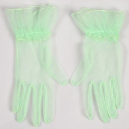 Carnival accessory - transparent gloves with a skirt, green color-3