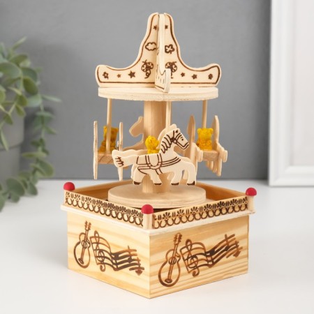 Souvenir musical mechanical tree "Carousel - Bear on the horse" 10x10x19 cm