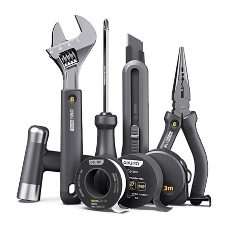 Deli manual tool "Home Series Black", CRV, 8 items