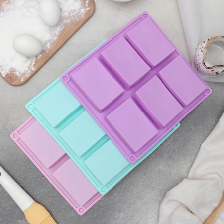 Baking shape of the share “Figures. Directly”, silicone, 22 × 20.5 × 2.5 cm, 6 cells (5.5 × 8 cm), Mix color-6