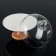 Ceramic dessert stand with a lid-plush on an esthete wooden leg, d = 24.5 cm, white color